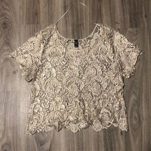 Whit/gold see through crop top